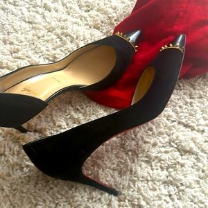 christian louboutin suede with gold spikes 39.5